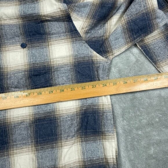 Weatherproof Vintage Mens XL Plaid Long Sleeve Button Shirt Blue & Tan a0771 - Picture 5 of 8